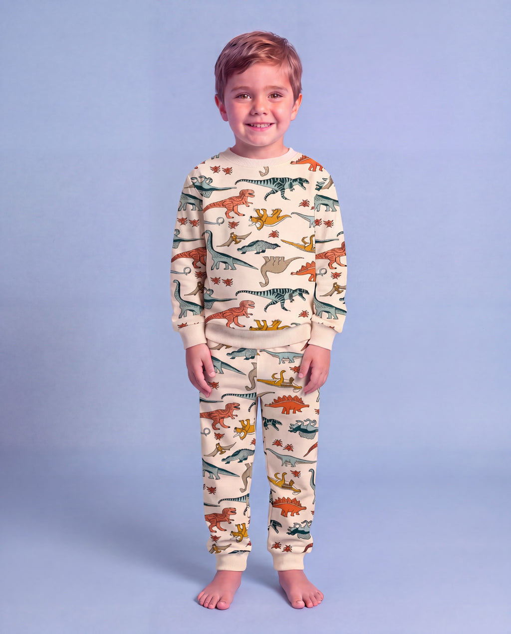 Dinozor Desenli Pamuklu Pijama Takımı — 1