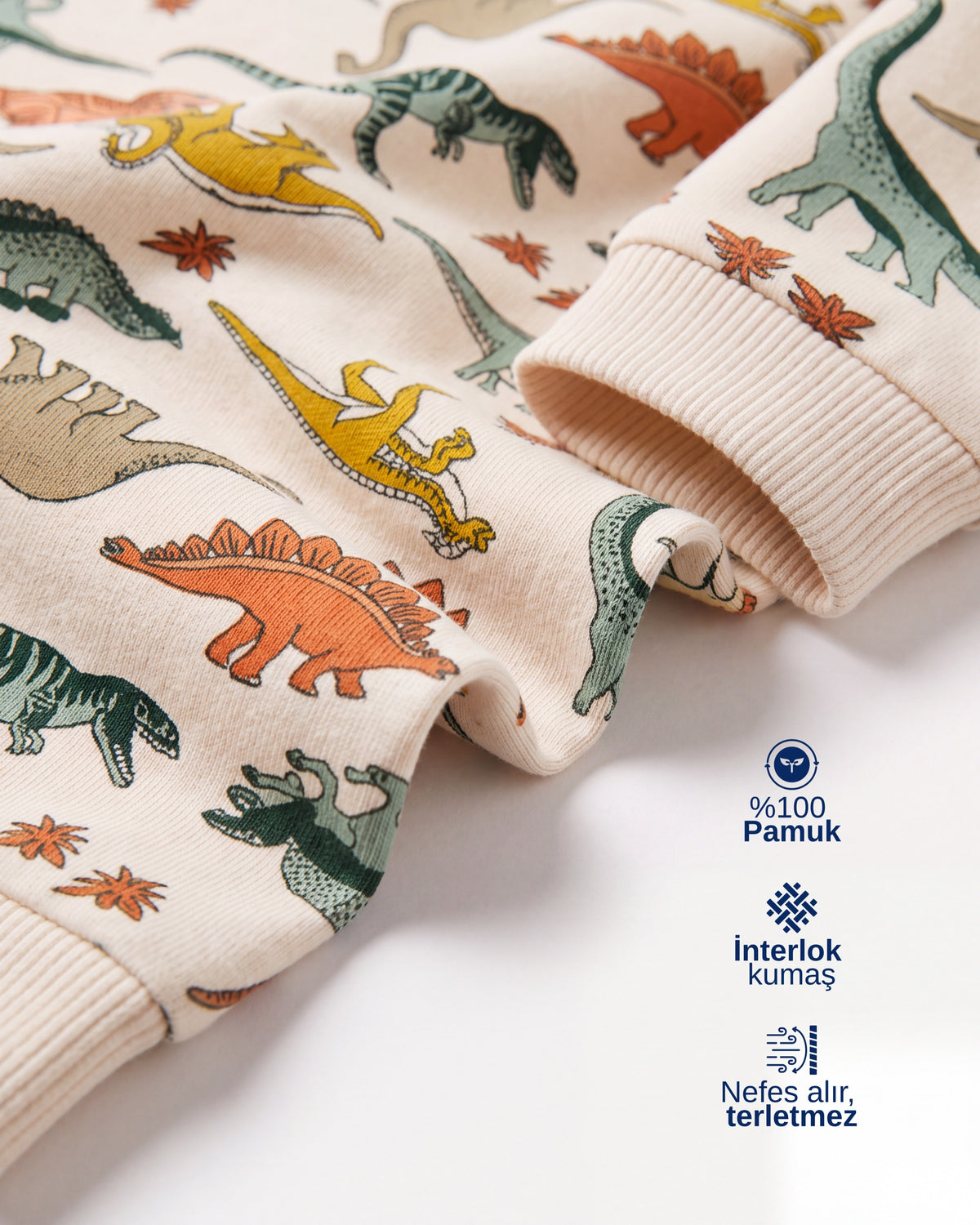 Dinozor Desenli Pamuklu Pijama Takımı — 3