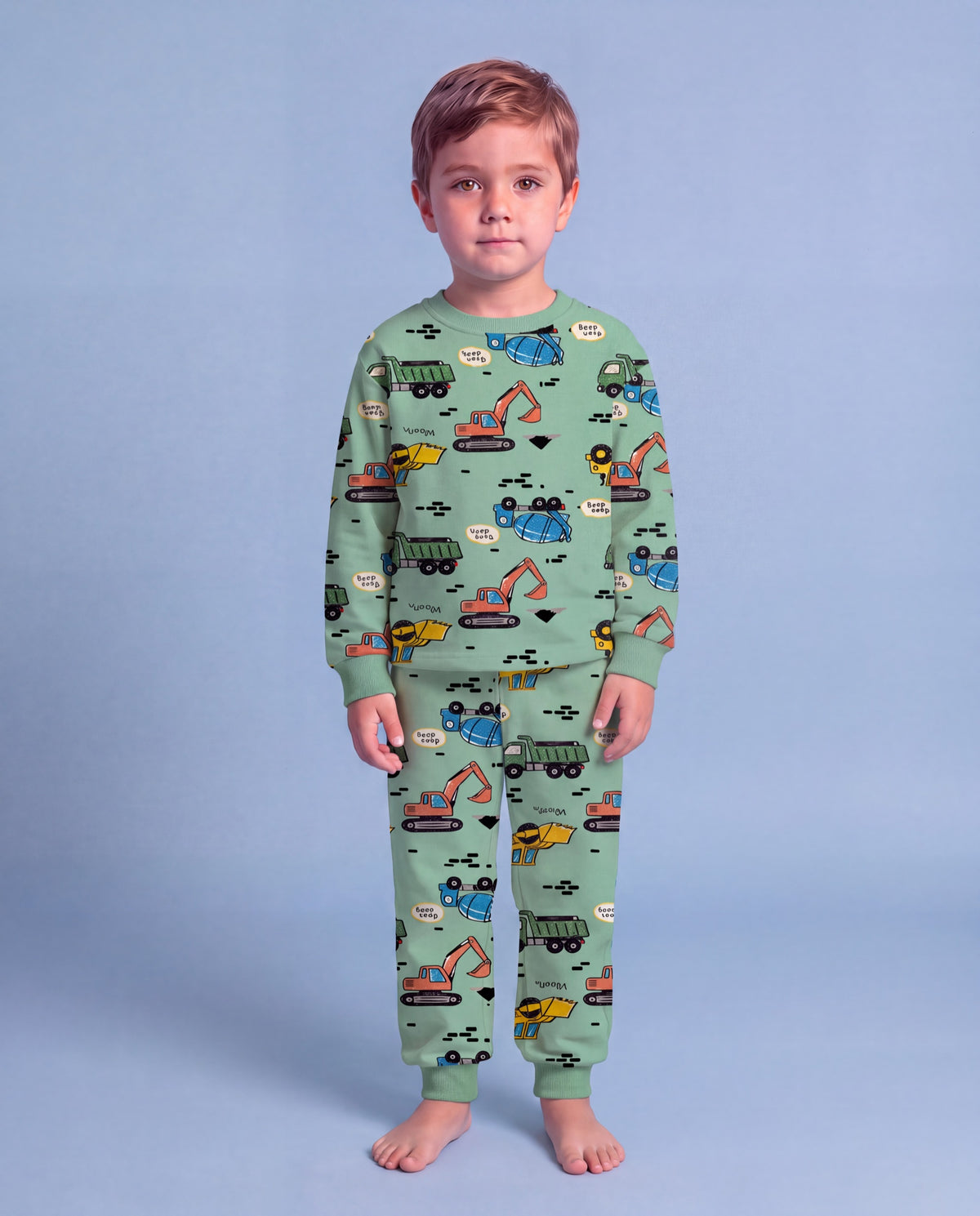 Kamyon Desenli Pamuklu Pijama Takımı — 1