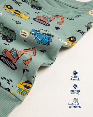 Kamyon Desenli Pamuklu Pijama Takımı — 3