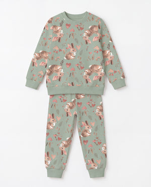 Sevimli Tavşan Desenli Pamuklu Pijama Takımı — 2