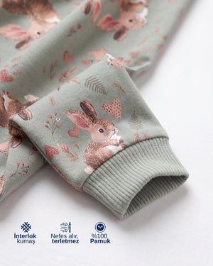 Sevimli Tavşan Desenli Pamuklu Pijama Takımı — 3